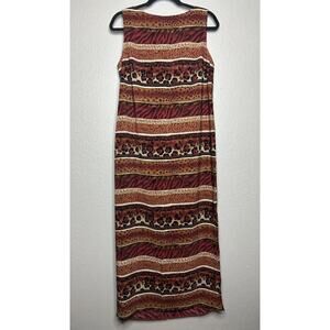 Kathy Lee Sleeveless Long Length Animal Print Dress Vintage Size Medium
